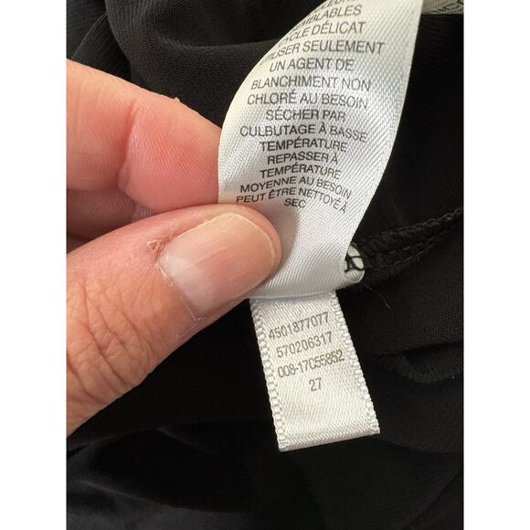 Chicos Size 1 US M Blouse Black Long Sleeve Ruffle Bell Tie Back Detail Shirt - Picture 8 of 9